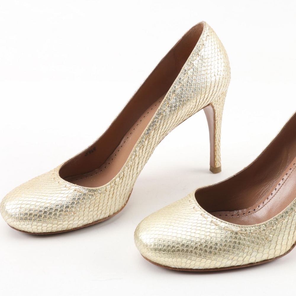 💋HP💋Alaia Paris Designer Python Gold Pumps - Picture 5 of 8